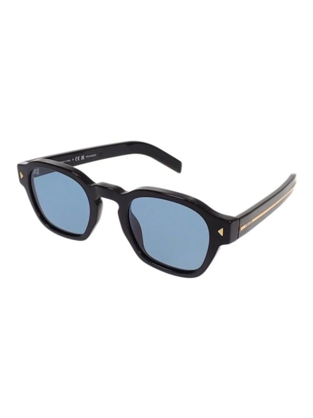 Prada Metal Plaque Sunglasses Eyewear Black Turquoise Blue Gold